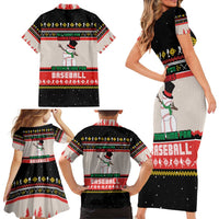 Is More Time for Baseball Design Family Matching Short Sleeve Bodycon Dress and Hawaiian Shirt with Baseball Snowman All I Want for Christmas - Wonder Print Shop