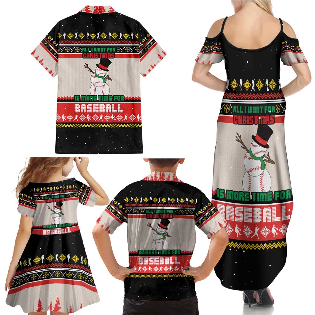 Is More Time for Baseball Design Family Matching Summer Maxi Dress and Hawaiian Shirt with Baseball Snowman All I Want for Christmas - Wonder Print Shop