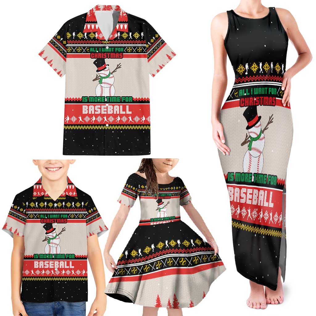 Is More Time for Baseball Design Family Matching Tank Maxi Dress and Hawaiian Shirt with Baseball Snowman All I Want for Christmas - Wonder Print Shop