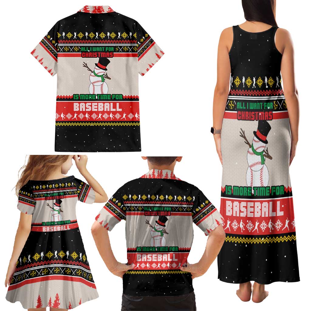 Is More Time for Baseball Design Family Matching Tank Maxi Dress and Hawaiian Shirt with Baseball Snowman All I Want for Christmas - Wonder Print Shop