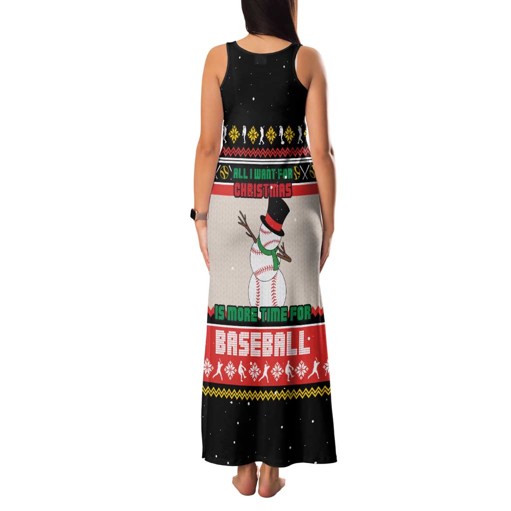 Is More Time for Baseball Design Family Matching Tank Maxi Dress and Hawaiian Shirt with Baseball Snowman All I Want for Christmas - Wonder Print Shop