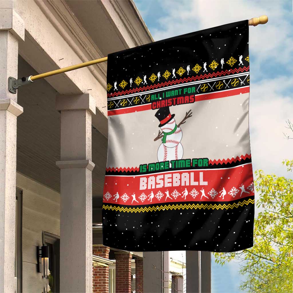 Is More Time for Baseball Design Garden Flag with Baseball Snowman All I Want for Christmas - Wonder Print Shop