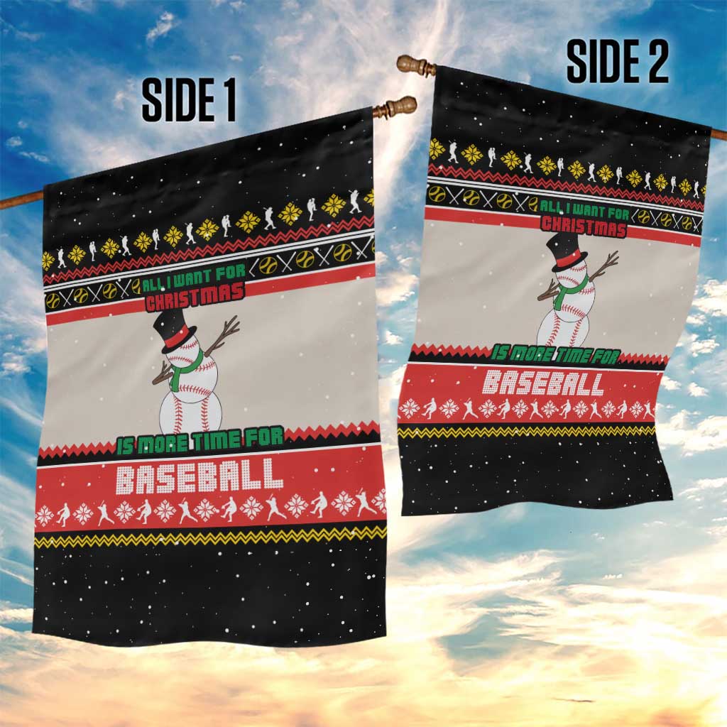 Is More Time for Baseball Design Garden Flag with Baseball Snowman All I Want for Christmas - Wonder Print Shop