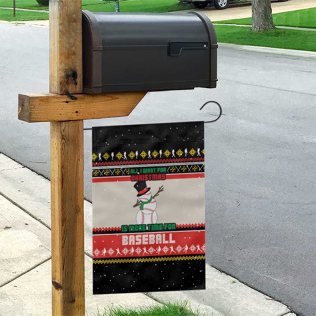 Is More Time for Baseball Design Garden Flag with Baseball Snowman All I Want for Christmas - Wonder Print Shop
