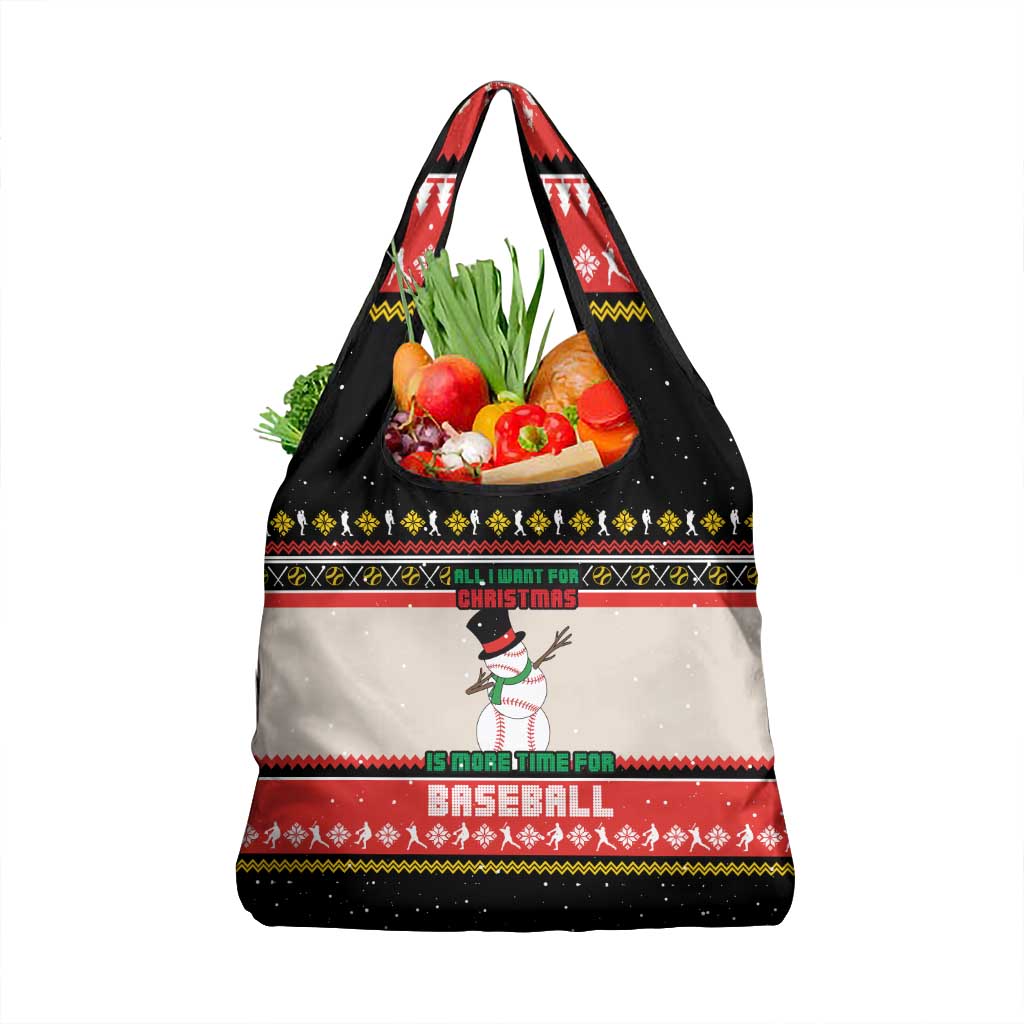 Is More Time for Baseball Design Grocery Bag with Baseball Snowman All I Want for Christmas - Wonder Print Shop