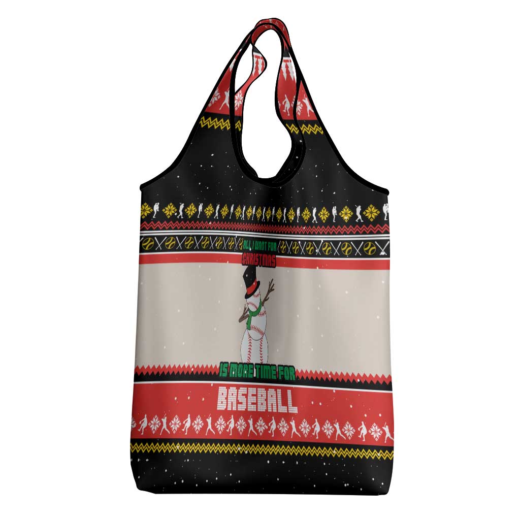 Is More Time for Baseball Design Grocery Bag with Baseball Snowman All I Want for Christmas - Wonder Print Shop