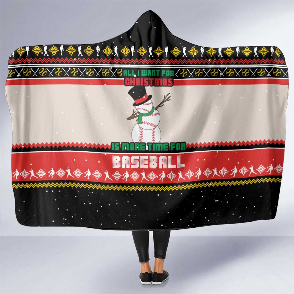 Is More Time for Baseball Design Hooded Blanket with Baseball Snowman All I Want for Christmas - Wonder Print Shop