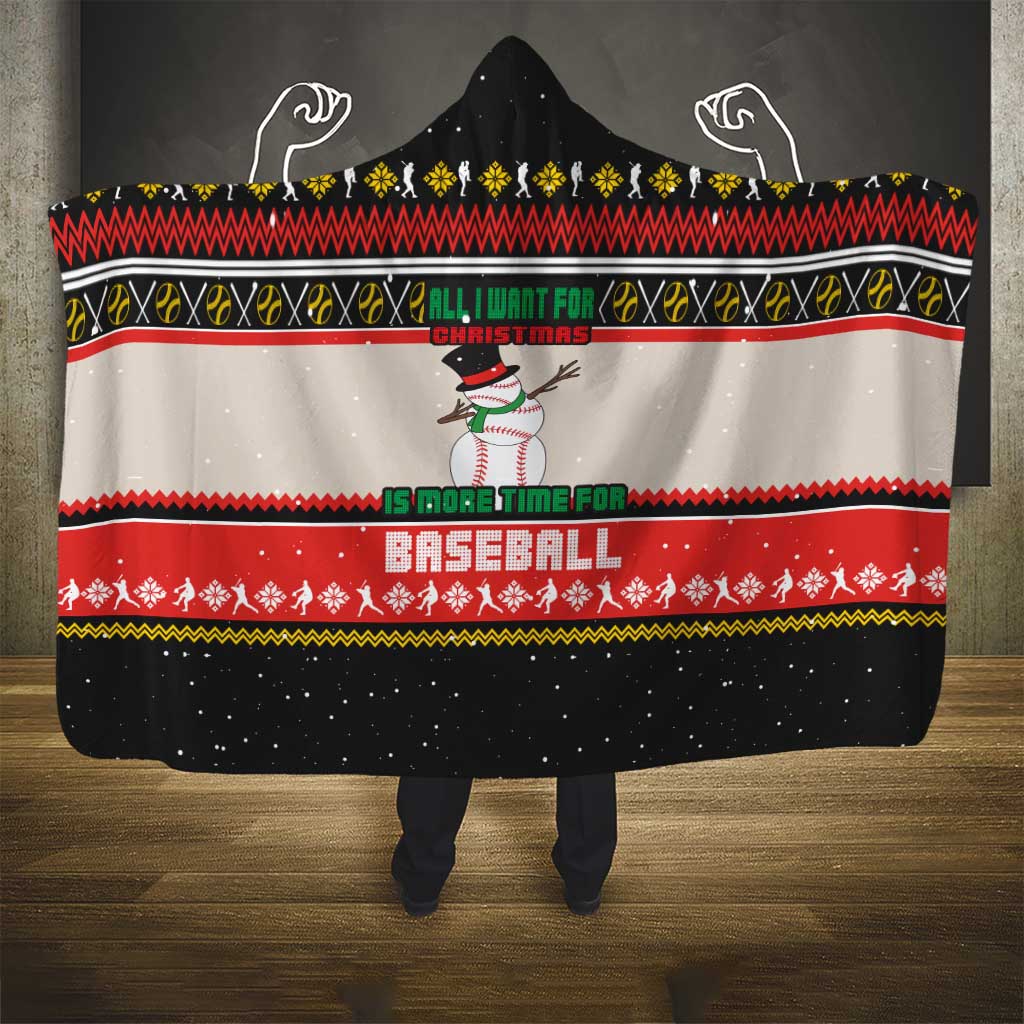 Is More Time for Baseball Design Hooded Blanket with Baseball Snowman All I Want for Christmas - Wonder Print Shop