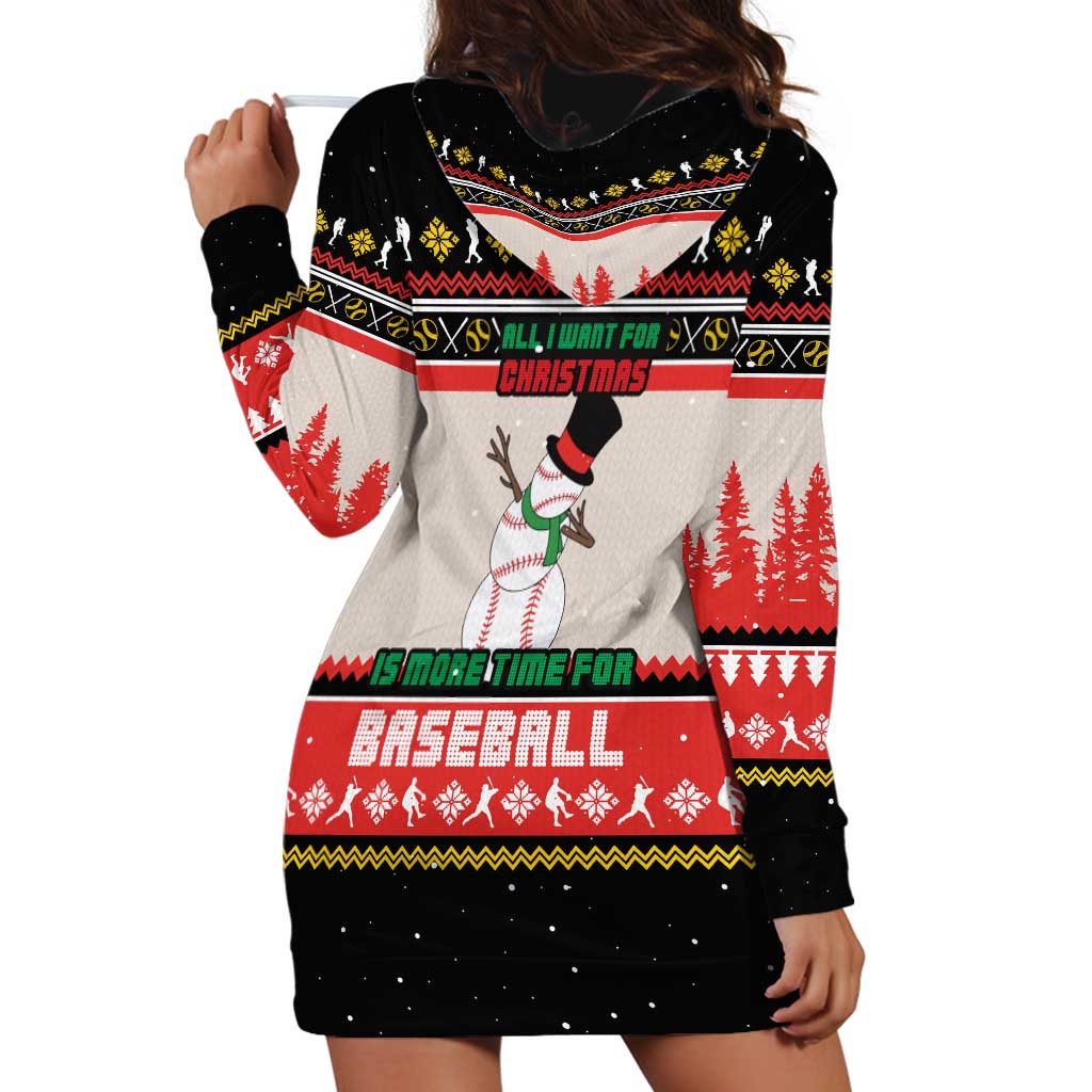 Is More Time for Baseball Design Hoodie Dress with Baseball Snowman All I Want for Christmas - Wonder Print Shop