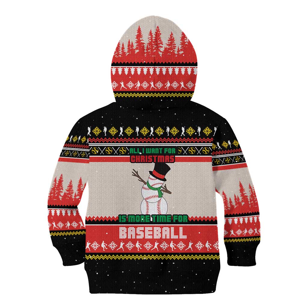 Is More Time for Baseball Design Kid Hoodie with Baseball Snowman All I Want for Christmas - Wonder Print Shop
