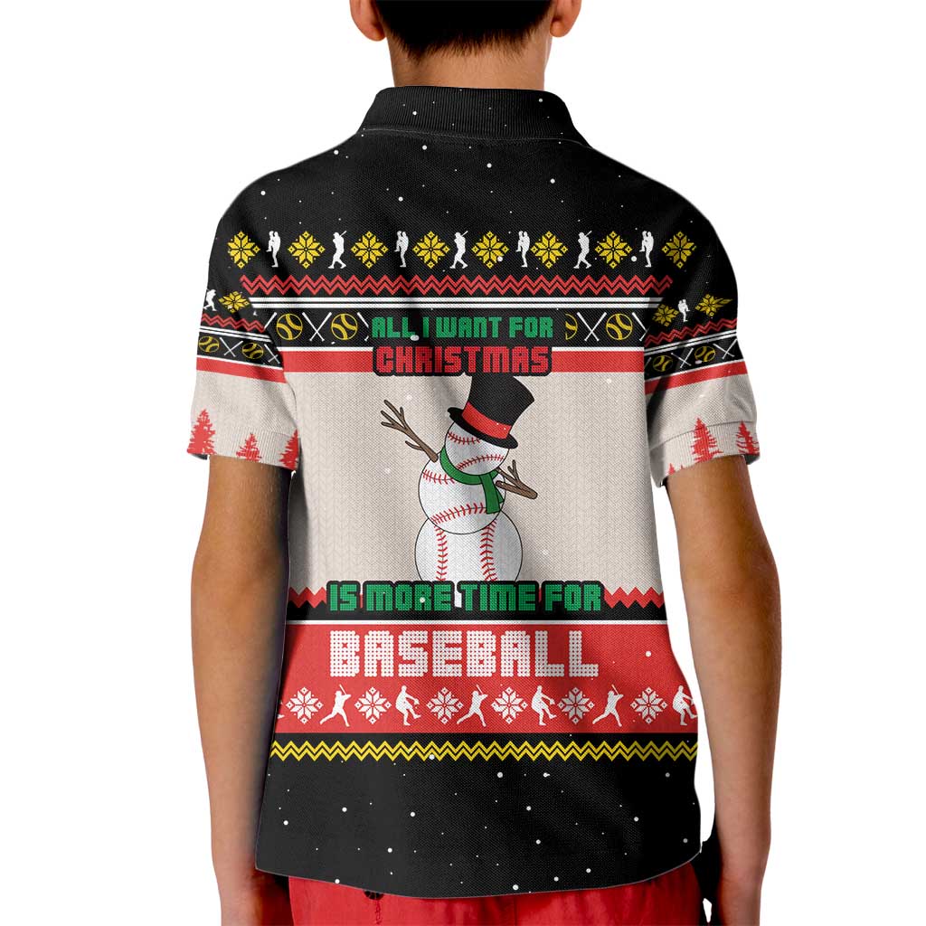 Is More Time for Baseball Design Kid Polo Shirt with Baseball Snowman All I Want for Christmas - Wonder Print Shop