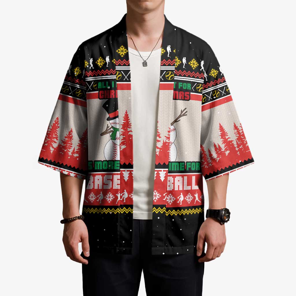 Is More Time for Baseball Design Kimono with Baseball Snowman All I Want for Christmas - Wonder Print Shop