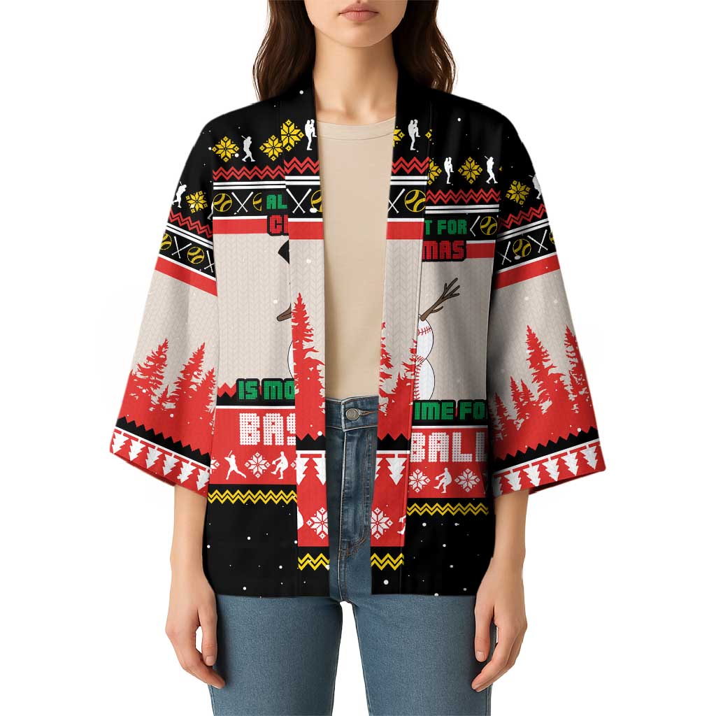 Is More Time for Baseball Design Kimono with Baseball Snowman All I Want for Christmas - Wonder Print Shop