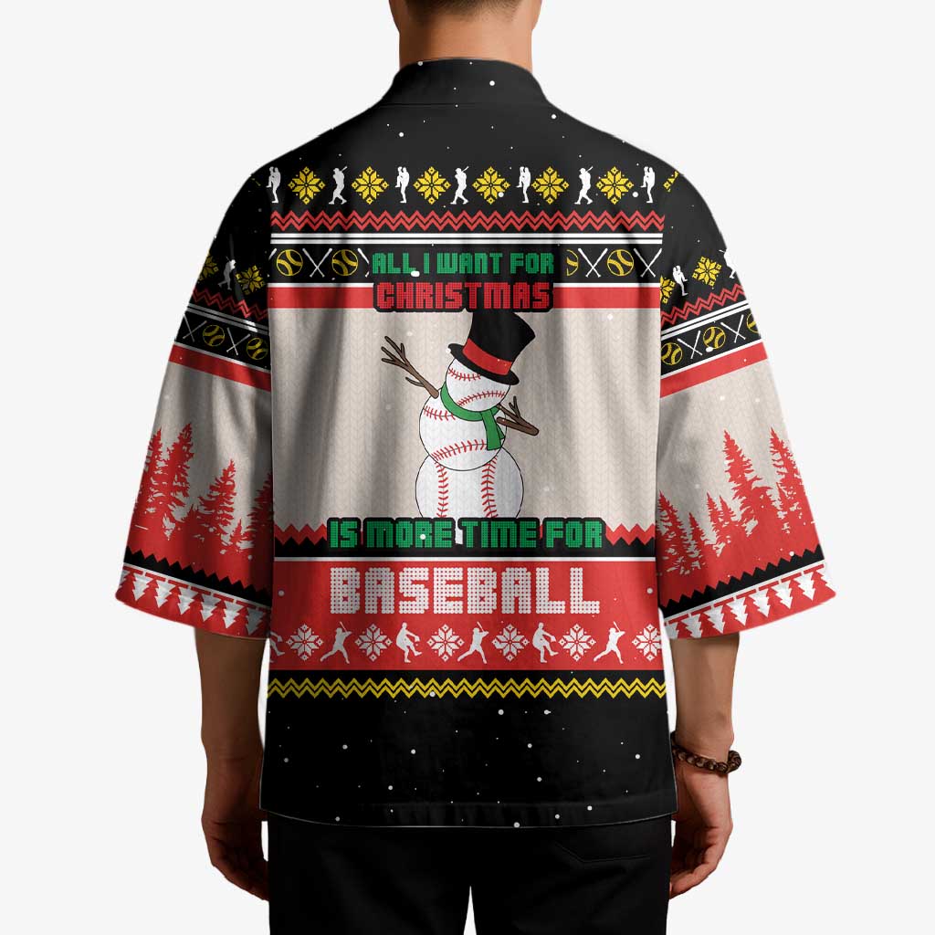 Is More Time for Baseball Design Kimono with Baseball Snowman All I Want for Christmas - Wonder Print Shop