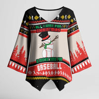 Is More Time for Baseball Design Kimono Sleeve Blouse with Baseball Snowman All I Want for Christmas - Wonder Print Shop