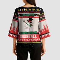 Is More Time for Baseball Design Kimono Sleeve Blouse with Baseball Snowman All I Want for Christmas - Wonder Print Shop