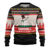 Is More Time for Baseball Design Ugly Christmas Sweater with Baseball Snowman All I Want for Christmas - Wonder Print Shop