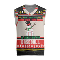 Is More Time for Baseball Design Christmas Knitted V-Neck Vest with Baseball Snowman All I Want for Christmas - Wonder Print Shop