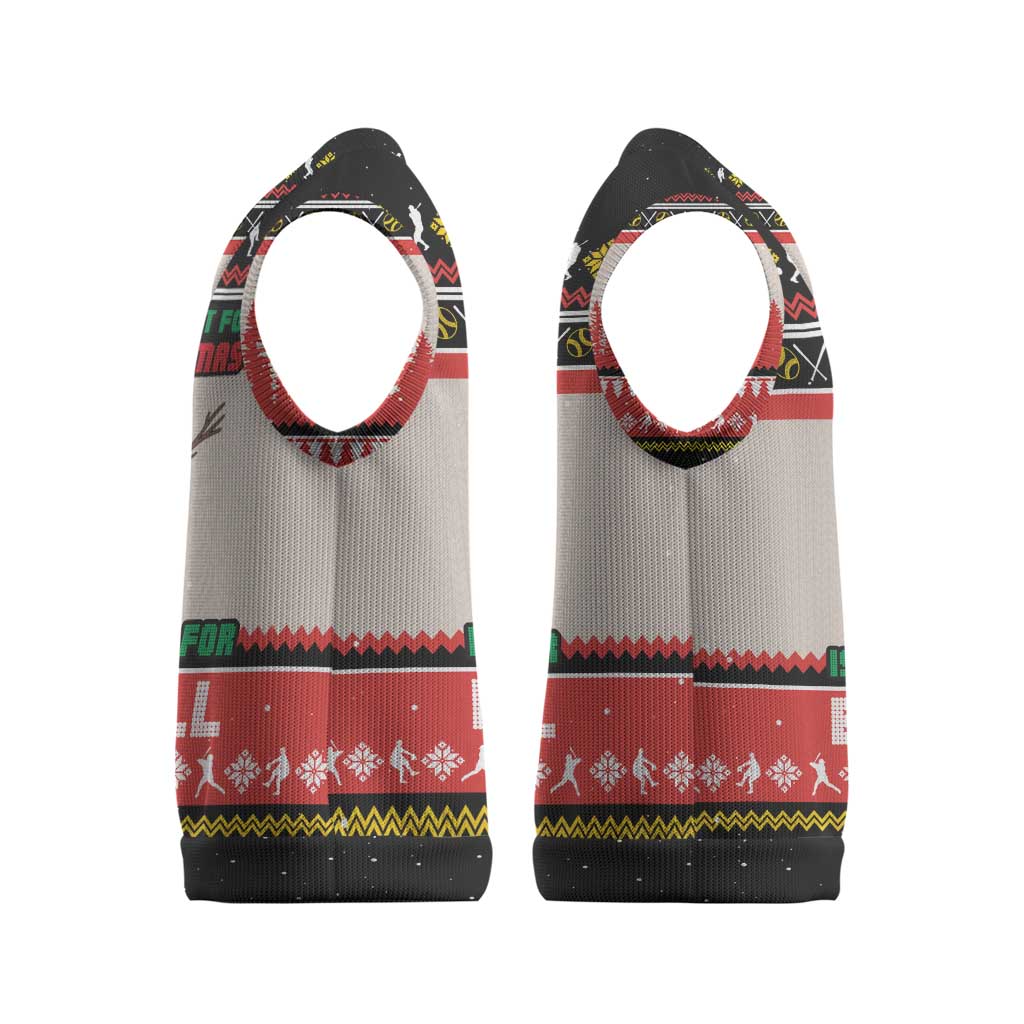 Is More Time for Baseball Design Christmas Knitted V-Neck Vest with Baseball Snowman All I Want for Christmas - Wonder Print Shop