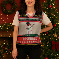 Is More Time for Baseball Design Christmas Knitted V-Neck Vest with Baseball Snowman All I Want for Christmas - Wonder Print Shop