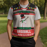 Is More Time for Baseball Design Christmas Knitted V-Neck Vest with Baseball Snowman All I Want for Christmas - Wonder Print Shop