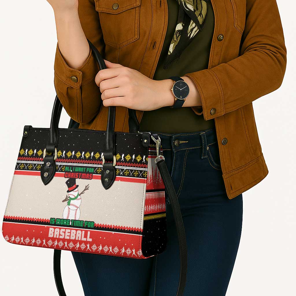 Is More Time for Baseball Design Leather Bag with Baseball Snowman All I Want for Christmas - Wonder Print Shop