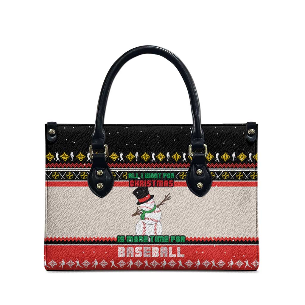 Is More Time for Baseball Design Leather Bag with Baseball Snowman All I Want for Christmas - Wonder Print Shop
