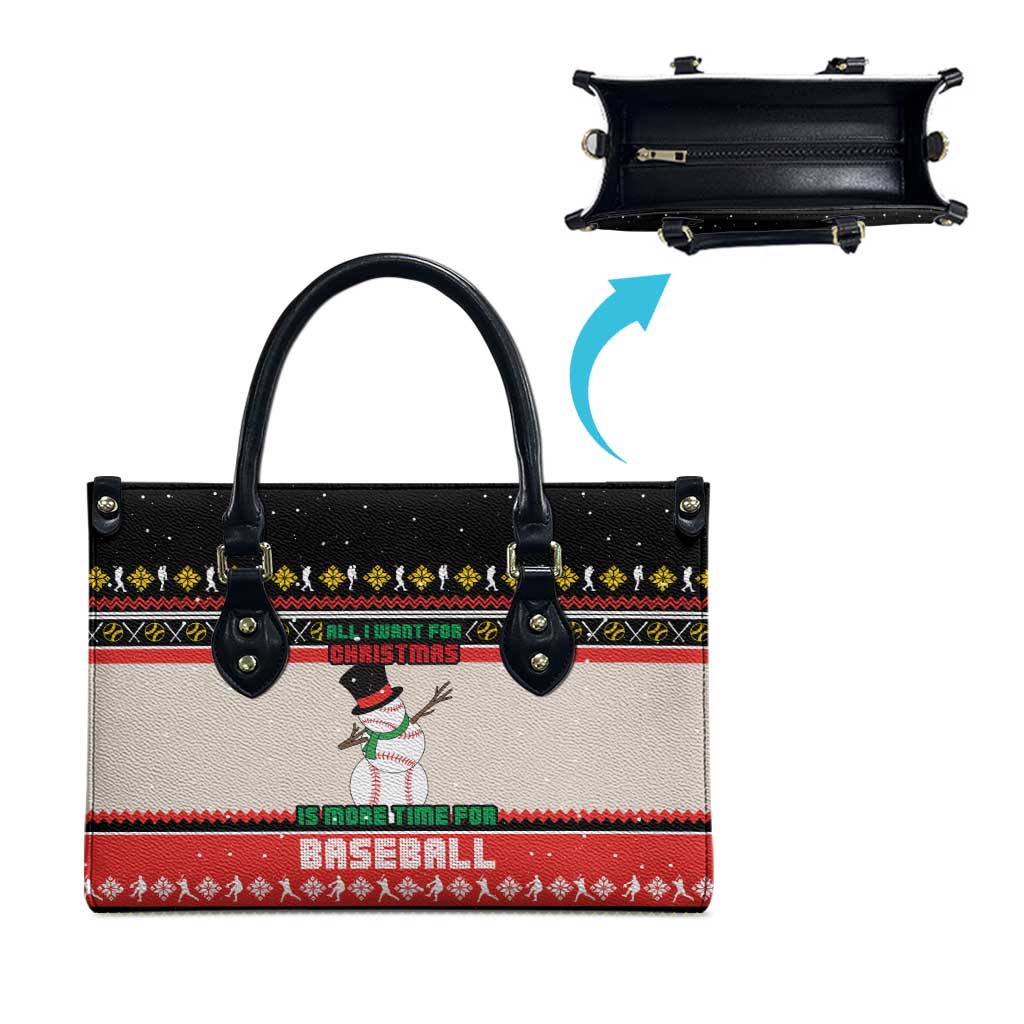 Is More Time for Baseball Design Leather Bag with Baseball Snowman All I Want for Christmas - Wonder Print Shop