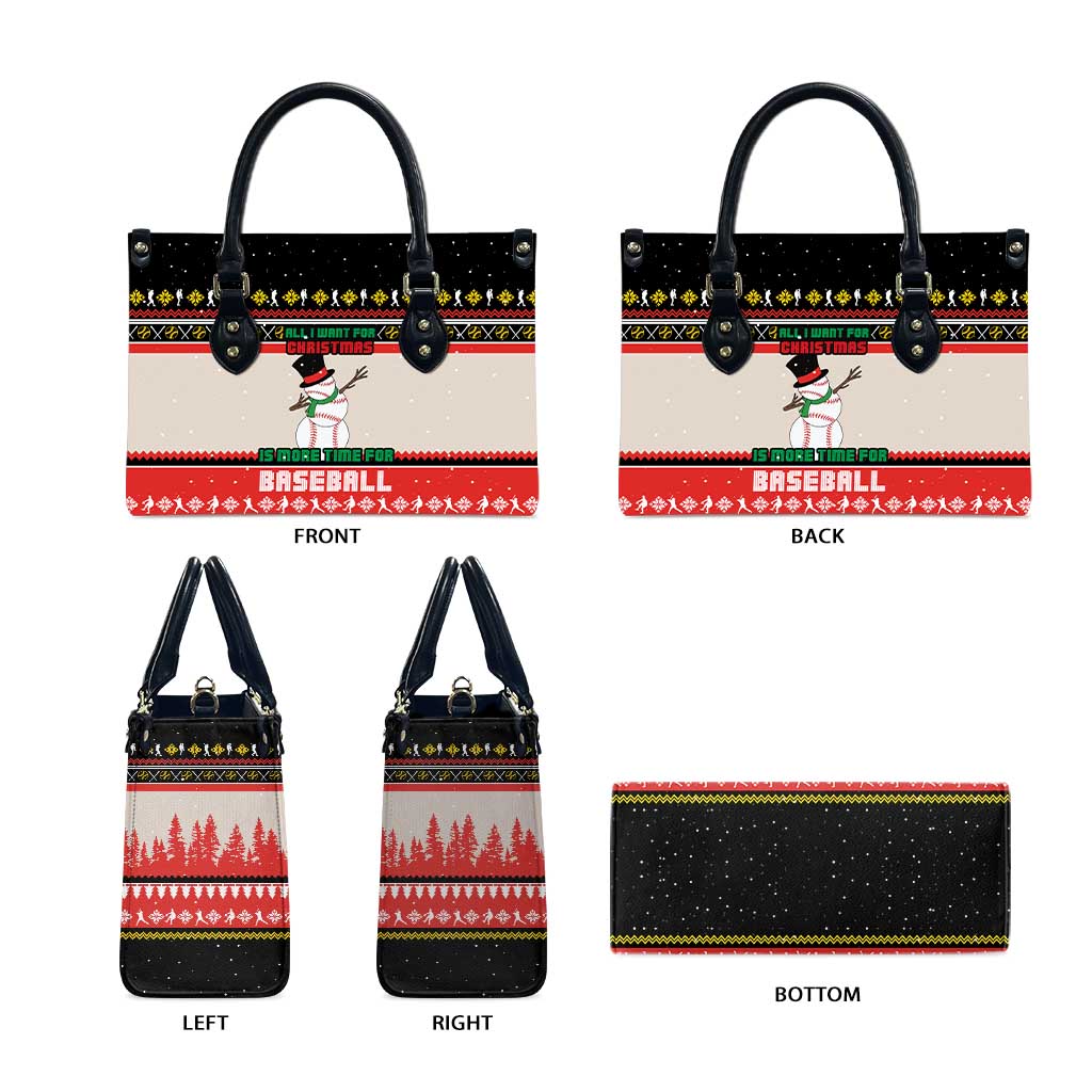 Is More Time for Baseball Design Leather Bag with Baseball Snowman All I Want for Christmas - Wonder Print Shop