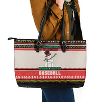Is More Time for Baseball Design Leather Tote Bag with Baseball Snowman All I Want for Christmas - Wonder Print Shop
