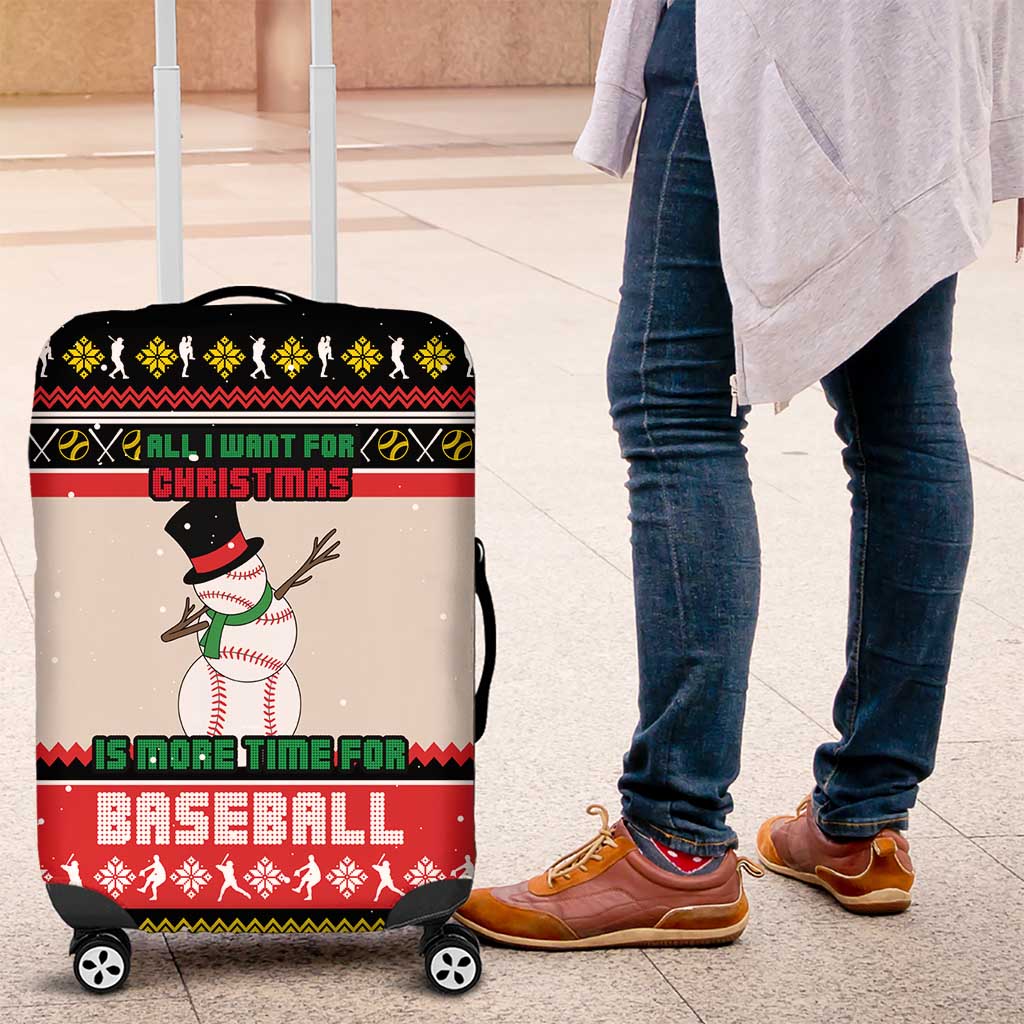 Is More Time for Baseball Design Luggage Cover with Baseball Snowman All I Want for Christmas - Wonder Print Shop