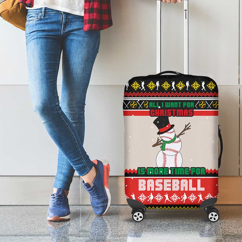 Is More Time for Baseball Design Luggage Cover with Baseball Snowman All I Want for Christmas - Wonder Print Shop
