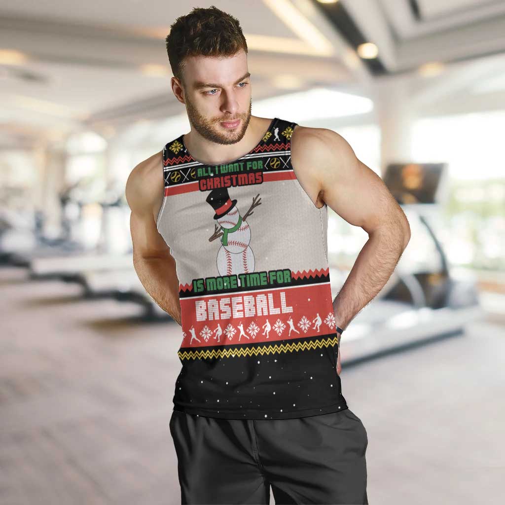 Is More Time for Baseball Design Men Tank Top with Baseball Snowman All I Want for Christmas - Wonder Print Shop