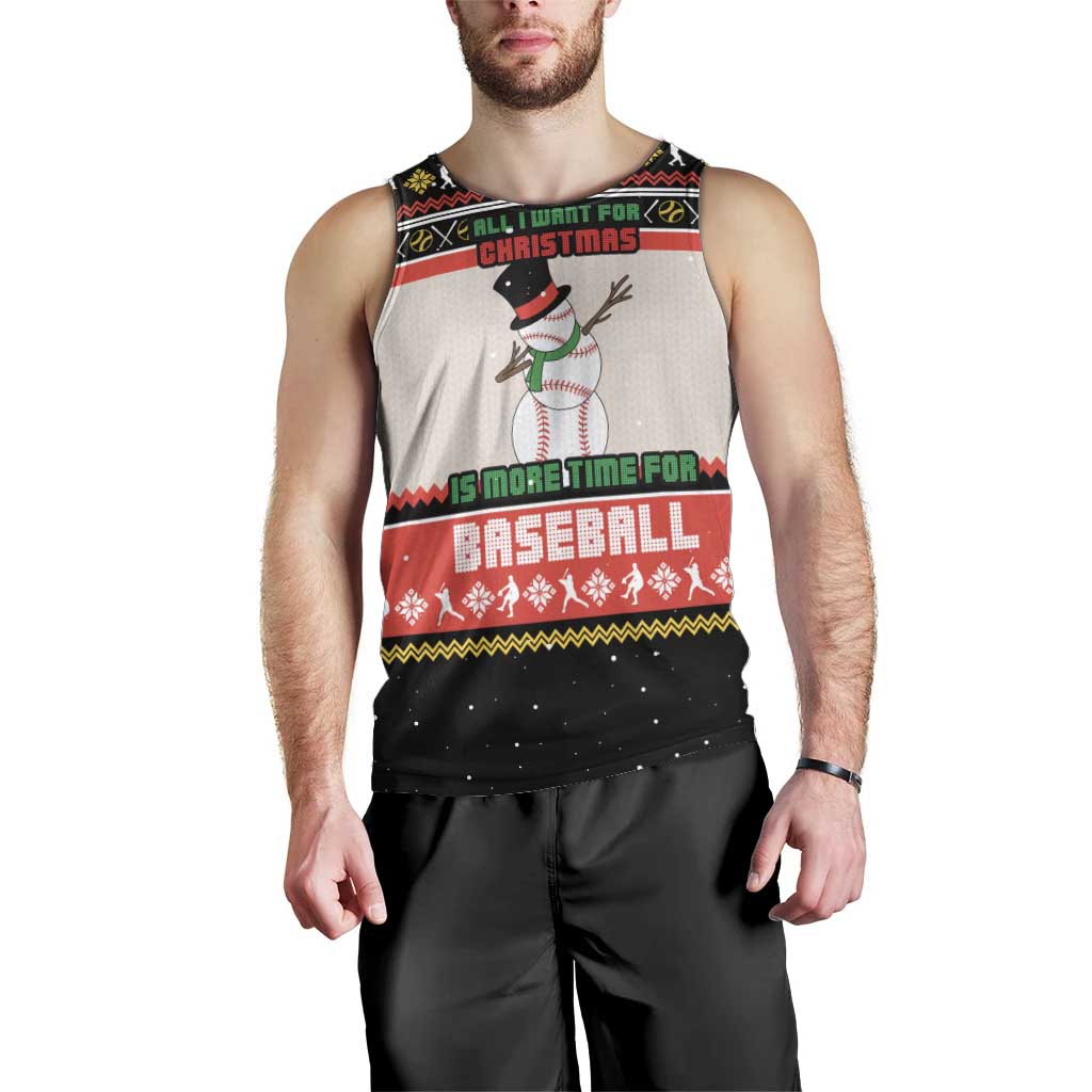 Is More Time for Baseball Design Men Tank Top with Baseball Snowman All I Want for Christmas - Wonder Print Shop