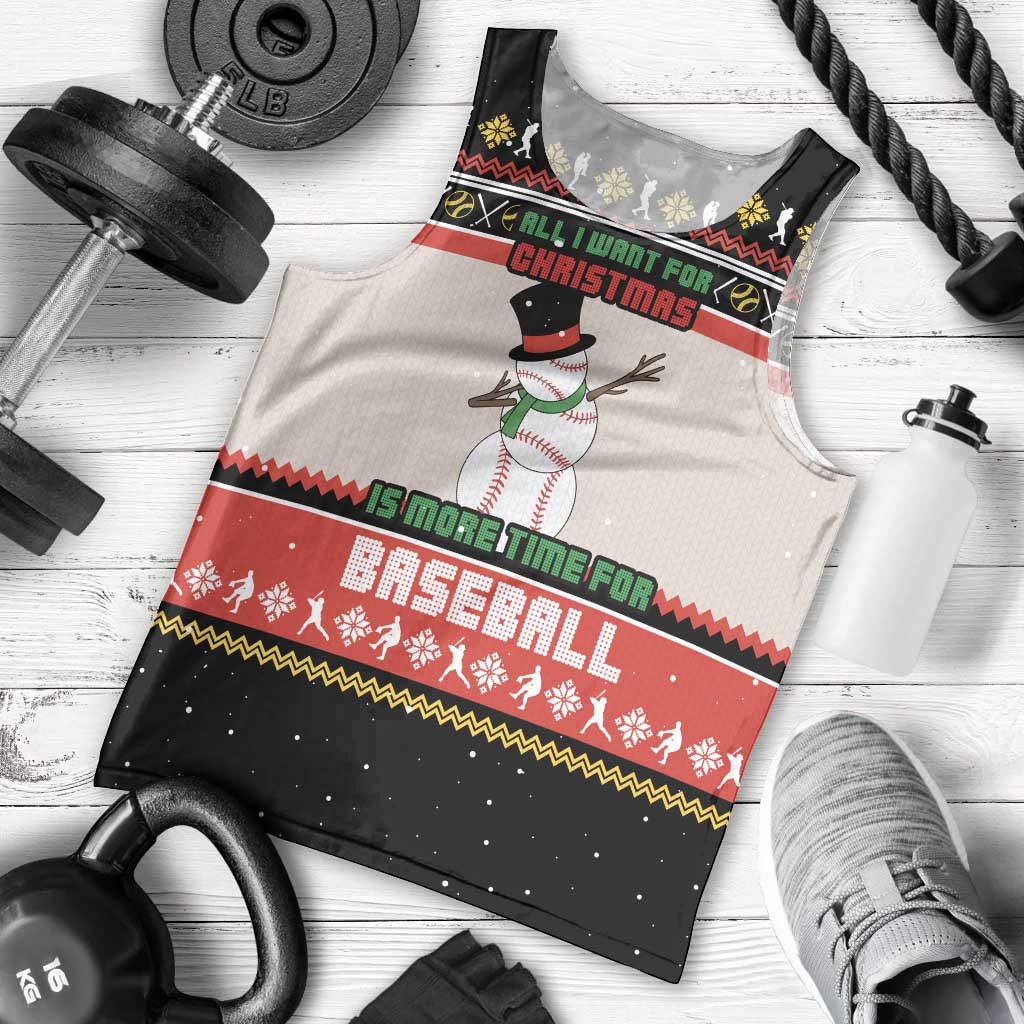 Is More Time for Baseball Design Men Tank Top with Baseball Snowman All I Want for Christmas - Wonder Print Shop