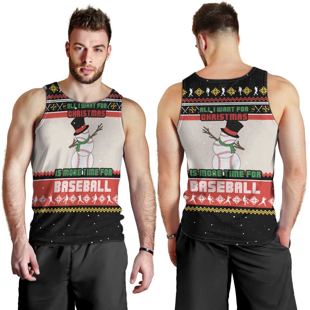 Is More Time for Baseball Design Men Tank Top with Baseball Snowman All I Want for Christmas - Wonder Print Shop