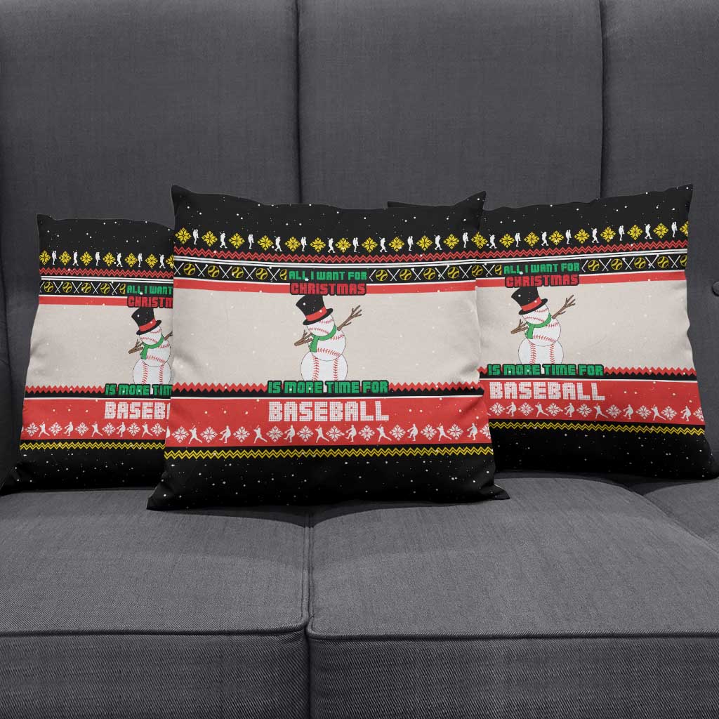 Is More Time for Baseball Design Pillow Cover with Baseball Snowman All I Want for Christmas - Wonder Print Shop