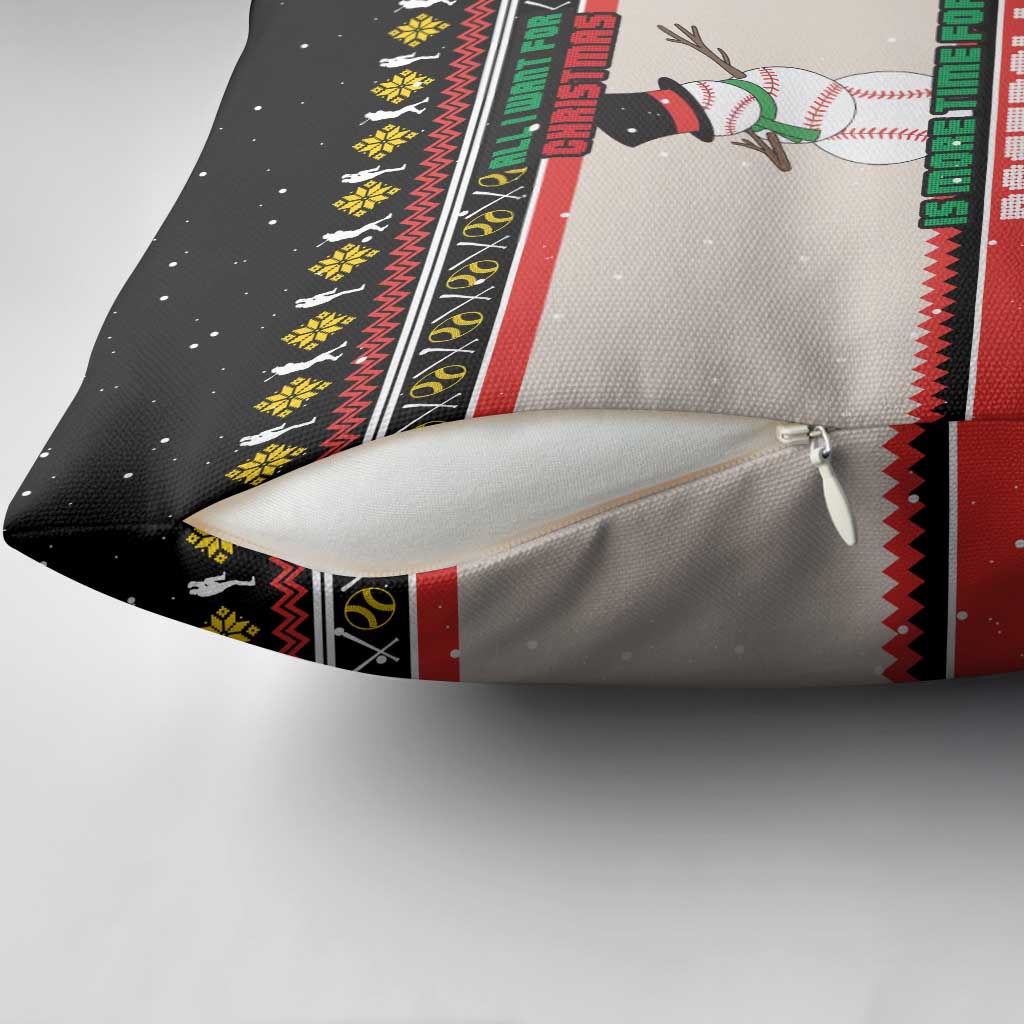 Is More Time for Baseball Design Pillow Cover with Baseball Snowman All I Want for Christmas - Wonder Print Shop