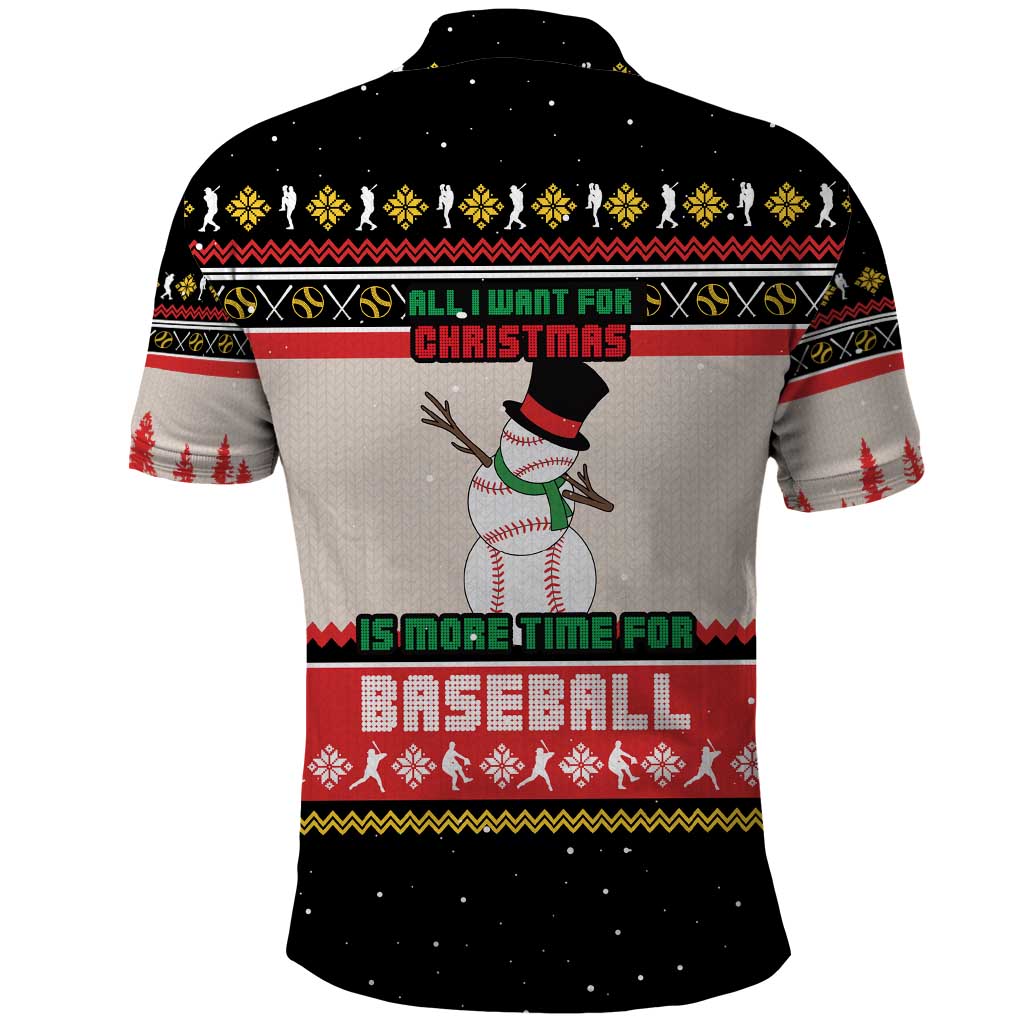 Is More Time for Baseball Design Polo Shirt with Baseball Snowman All I Want for Christmas - Wonder Print Shop