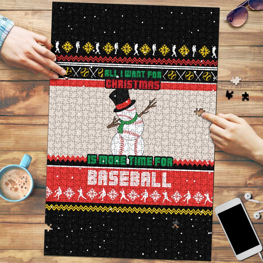 Is More Time for Baseball Design Puzzle with Baseball Snowman All I Want for Christmas - Wonder Print Shop