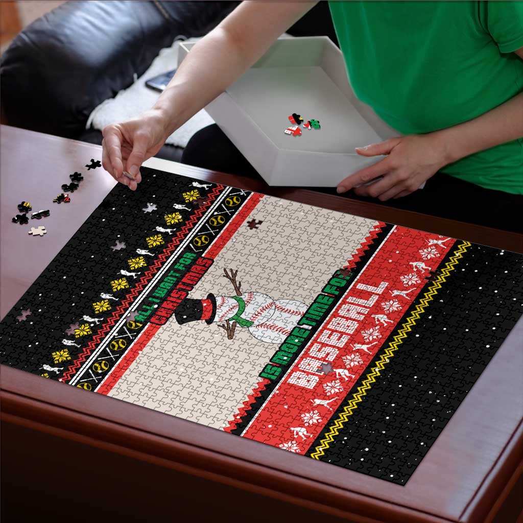Is More Time for Baseball Design Puzzle with Baseball Snowman All I Want for Christmas - Wonder Print Shop