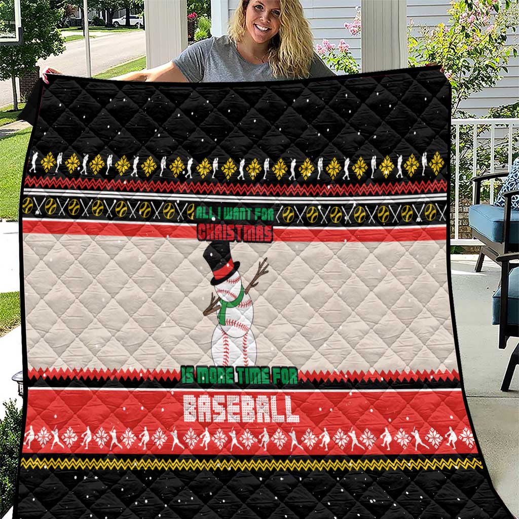 Is More Time for Baseball Design Quilt with Baseball Snowman All I Want for Christmas - Wonder Print Shop