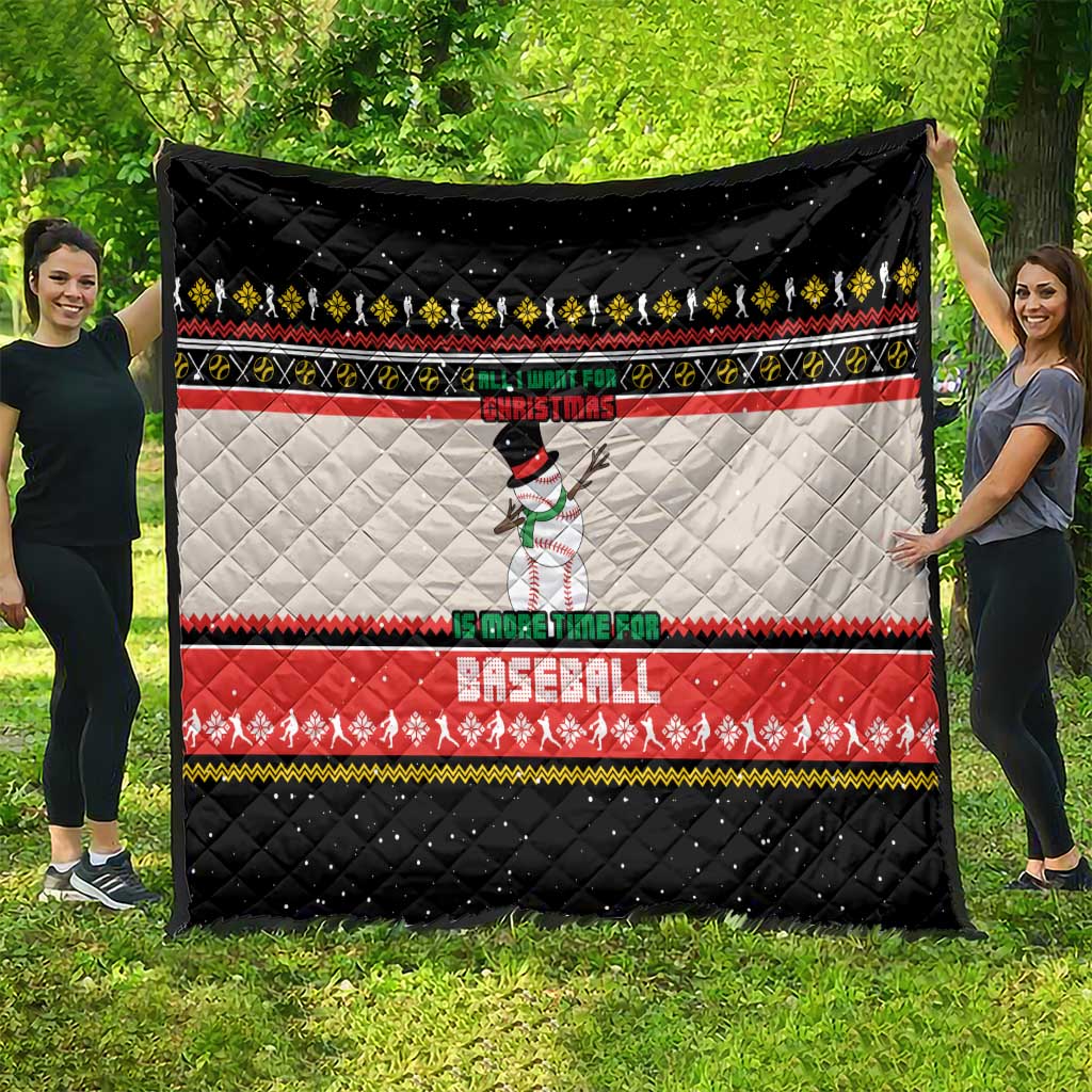 Is More Time for Baseball Design Quilt with Baseball Snowman All I Want for Christmas - Wonder Print Shop