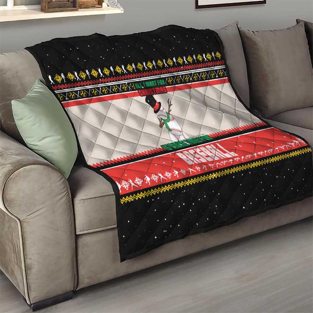 Is More Time for Baseball Design Quilt with Baseball Snowman All I Want for Christmas - Wonder Print Shop