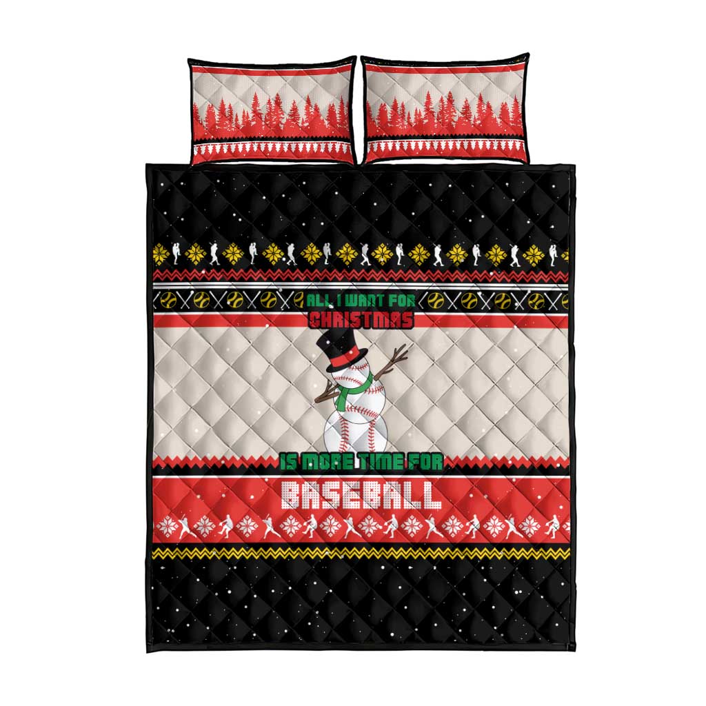 Is More Time for Baseball Design Quilt Bed Set with Baseball Snowman All I Want for Christmas - Wonder Print Shop