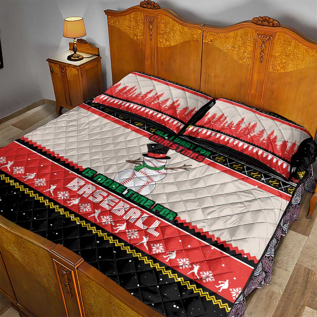 Is More Time for Baseball Design Quilt Bed Set with Baseball Snowman All I Want for Christmas - Wonder Print Shop