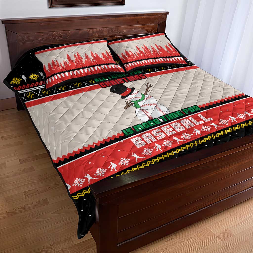 Is More Time for Baseball Design Quilt Bed Set with Baseball Snowman All I Want for Christmas - Wonder Print Shop
