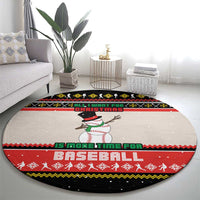 Is More Time for Baseball Design Round Carpet with Baseball Snowman All I Want for Christmas - Wonder Print Shop