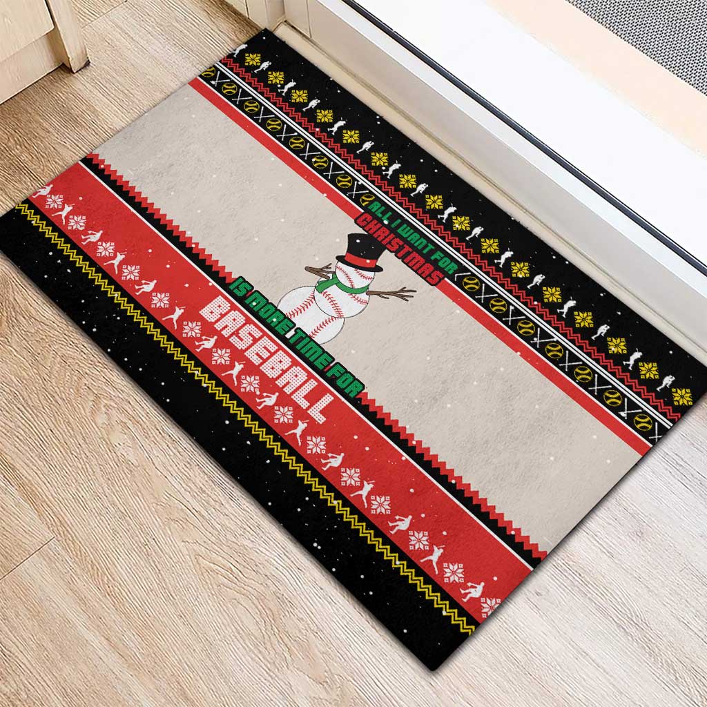 Is More Time for Baseball Design Rubber Doormat with Baseball Snowman All I Want for Christmas - Wonder Print Shop