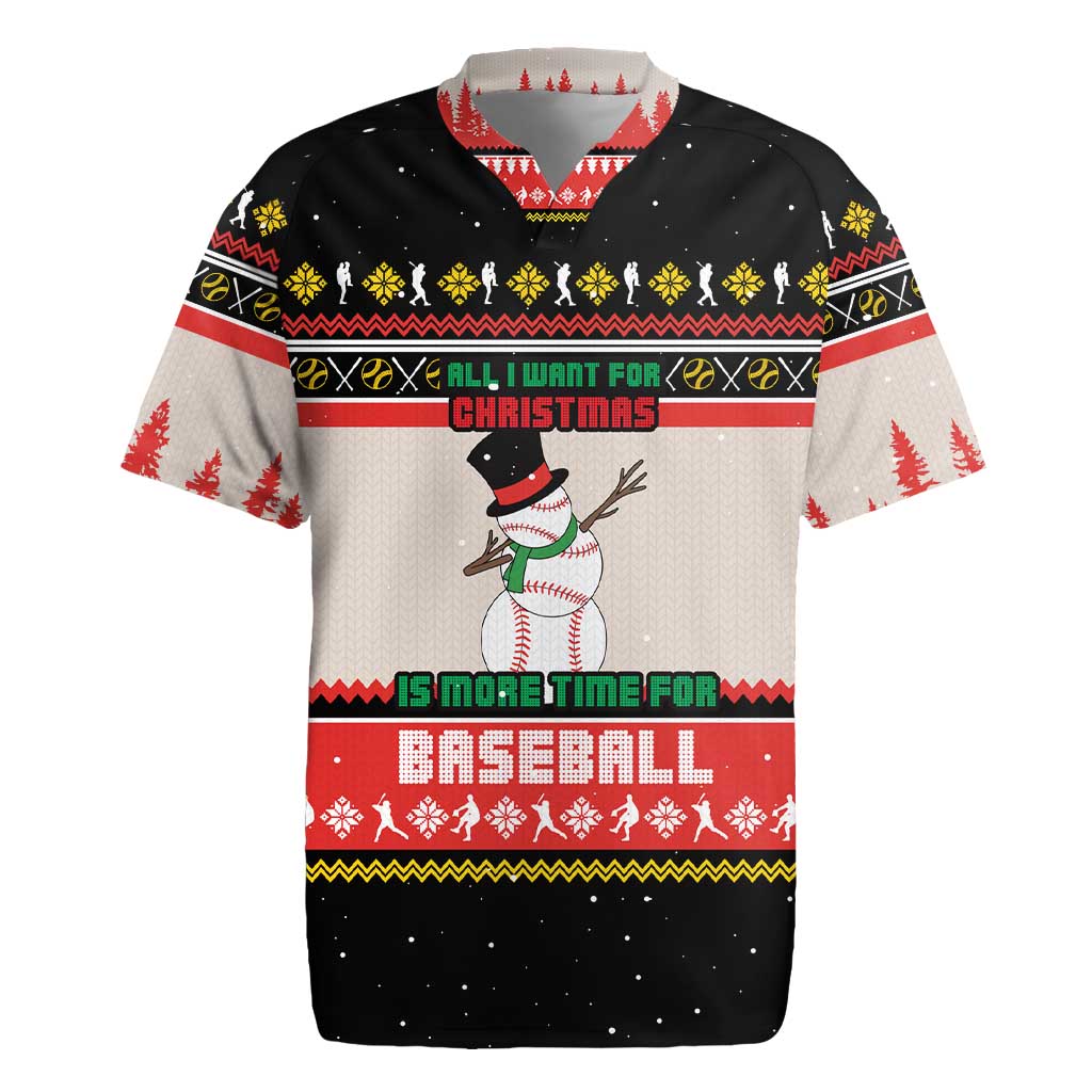 Is More Time for Baseball Design Rugby Jersey with Baseball Snowman All I Want for Christmas - Wonder Print Shop